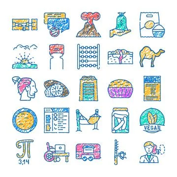 Scribble style icons showing various concepts and objects Stock Illustration