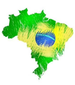Scribble stylized map of Brasil Illustrazione stock