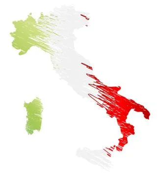 Scribble stylized map of Italy. Raster version Illustrazione stock