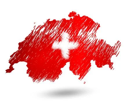Scribble stylized map of Switzerland. Raster version Illustrazione stock