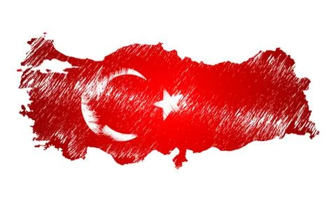 Scribble stylized map of Turkey. Raster version Illustrazione stock