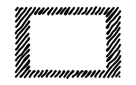Scribble thick hatching along the rim frame rectangle. Hand drawn symbols. 스톡 일러스트