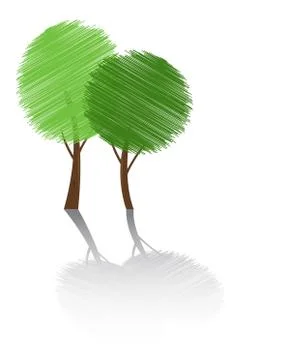 Scribble Trees With Shadow Stock Illustration