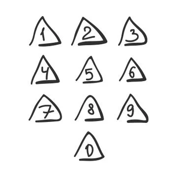 Scribble Triangle Font Hand Drawn Numbers Black Isolated Stock Illustration