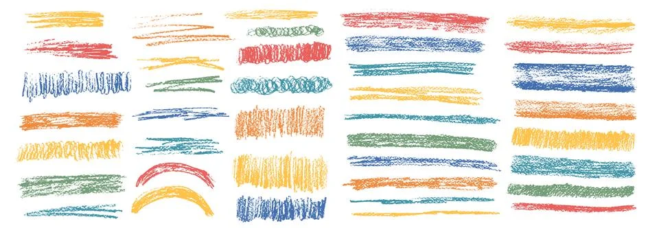 Scribble underlines set. Pencil or crayon lines pack. Vector hand drawn brush Stock Illustration