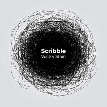 Scribble vector of rounded pencil lines in messy spiral pattern Stock Illustration