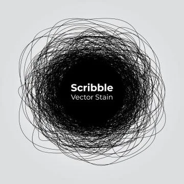 Scribble vector of rounded pencil lines in messy spiral pattern Stock Illustration