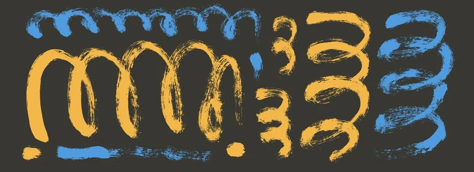 Scribble wet flat brush stroke paint squiggles lines. Hand drawn kids confetti. Stock Illustration