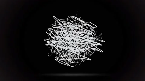 Scribble of a wool clew. Animated illustration, confusion and disorder of thr Stock Footage 195151535