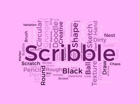 Scribble wordcloud template. Art concept vector background. Illustrazione stock