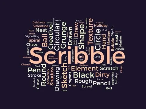 Scribble wordcloud template. Art concept vector background. Stock Illustration