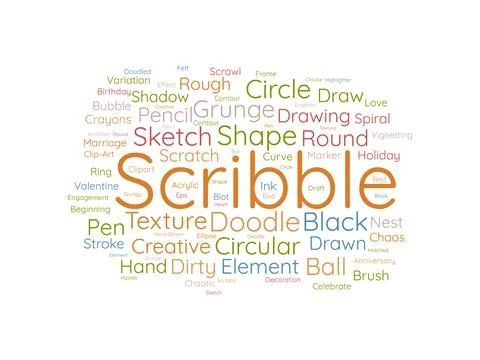 Scribble wordcloud template. Art concept vector background. Stock Illustration