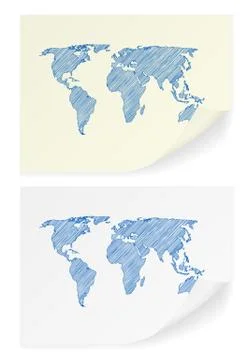 Scribble world map Stock Illustration