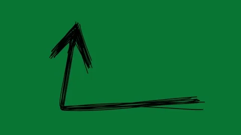 Scribbled Black Arrow Animation | Hand Drawn Pointer on Green Screen Stock Footage 323467918