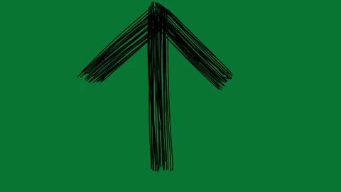 Scribbled Black Arrow Animation | Hand Drawn Pointer on Green Screen Stock Footage 323467938