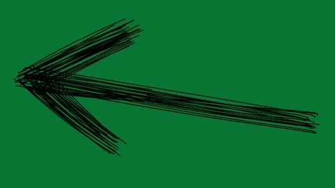 Scribbled Black Arrow Animation | Hand Drawn Pointer on Green Screen Stock Footage 323467951