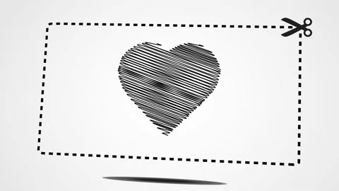 Scribbled Black Heart Coupon with bar codes or voucher code or promo code vec Stock Footage 163798556