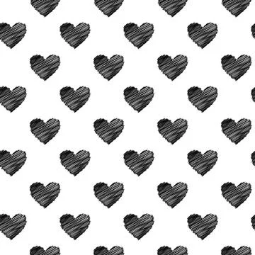 Scribbled black hearts pattern イラスト素材