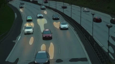 Scribbled busy highway at dusk Video stock 49912100