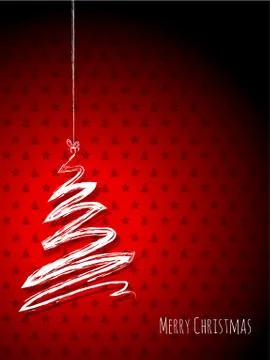 Scribbled christmas tree on a red background Illustrazione stock