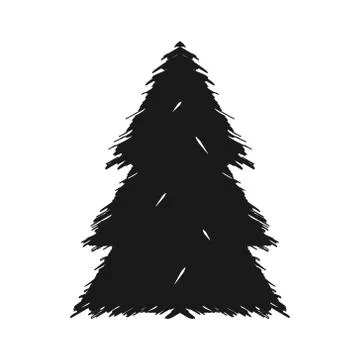 Scribbled eve tree icon on white background. Christmas, winter holiday theme. Stock Illustration