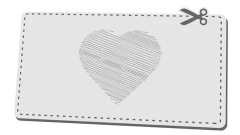 Scribbled Grey heart Coupon with bar codes or voucher code or promo code vect Stock Footage 163798771