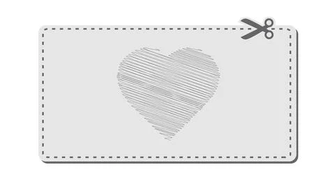 Scribbled Grey heart Coupon with bar codes or voucher code or promo code vect Stock Illustration