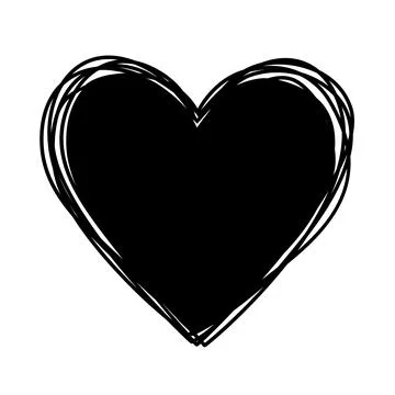 Scribbled heart with hand painted with ink heart isolated on white Stock-Illustration