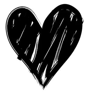 Scribbled Heart Shape with Rough Brush Texture Stock Illustration
