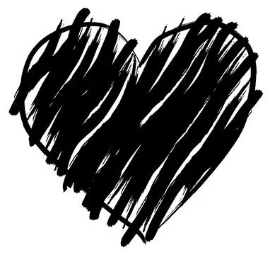 Scribbled Heart Shape with Rough Brush Texture Stock Illustration