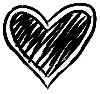 Scribbled Heart Shape with Rough Brush Texture Stock Illustration