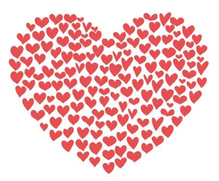 Scribbled hearts forming a big heart shape Stock Illustration