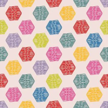 Scribbled hexagon color pattern Stock Illustration
