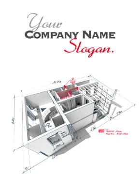 Scribbled house architecture rendering Stock Illustration