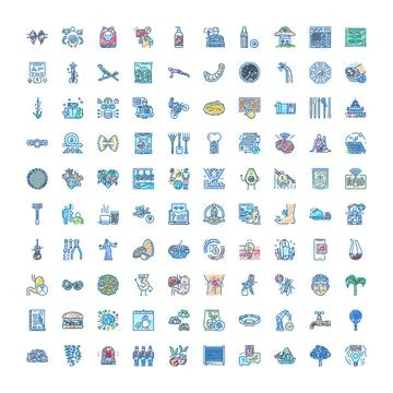 Scribbled icons set with various concepts and symbols Stock Illustration