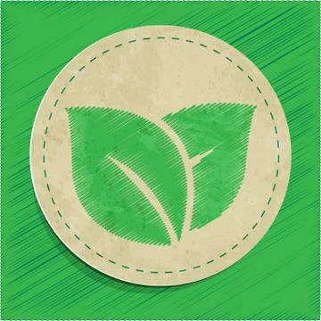 Scribbled leaves badge Stock Illustration