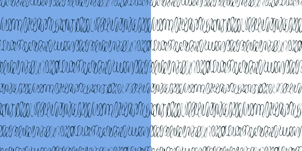 Scribbled line, abstract graphic horizontal seamless pattern. Modern doodle Stock Illustration