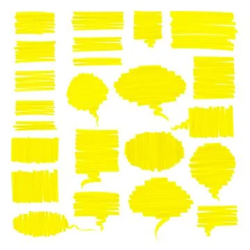 Scribbled realistic highlighter pen speech bubbles Stock Illustration