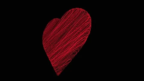 Scribbled red Heart animation on black background Stock Footage 144517554