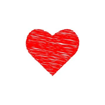 Scribbled Red Heart Hand Drawn Love Symbol Vector Ilustração Stock