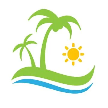 Scribbled sketch of coconut trees on the beach (doodle element) Stock Illustration