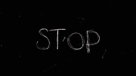 Scribbled STOP title credits in stopmotion handwriting animation crayon chalk Stock Footage 311924582