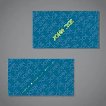 Scribbled text business card in blue with green Stock Illustration