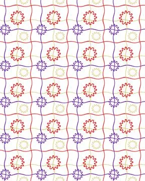 Scribbled wave line seamless pattern, cute geometrical grid, check template Stock-Illustration