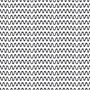 Scribbled wave line seamless pattern, doodle hand-drawn paink brush design Stock Illustration