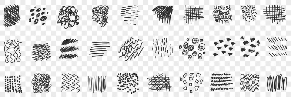Scribbles lines drawings doodle set Illustrazione stock