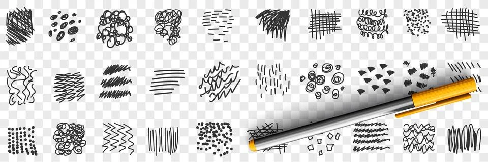 Scribbles lines drawings doodle set Stockillustratie