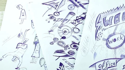 Scribbles on paper Stock Footage 85295936