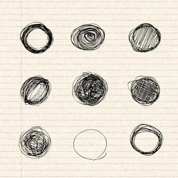 Scribbles on a sheet of lined paper Stockillustratie