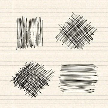 Scribbles on a sheet of lined paper Illustrazione stock